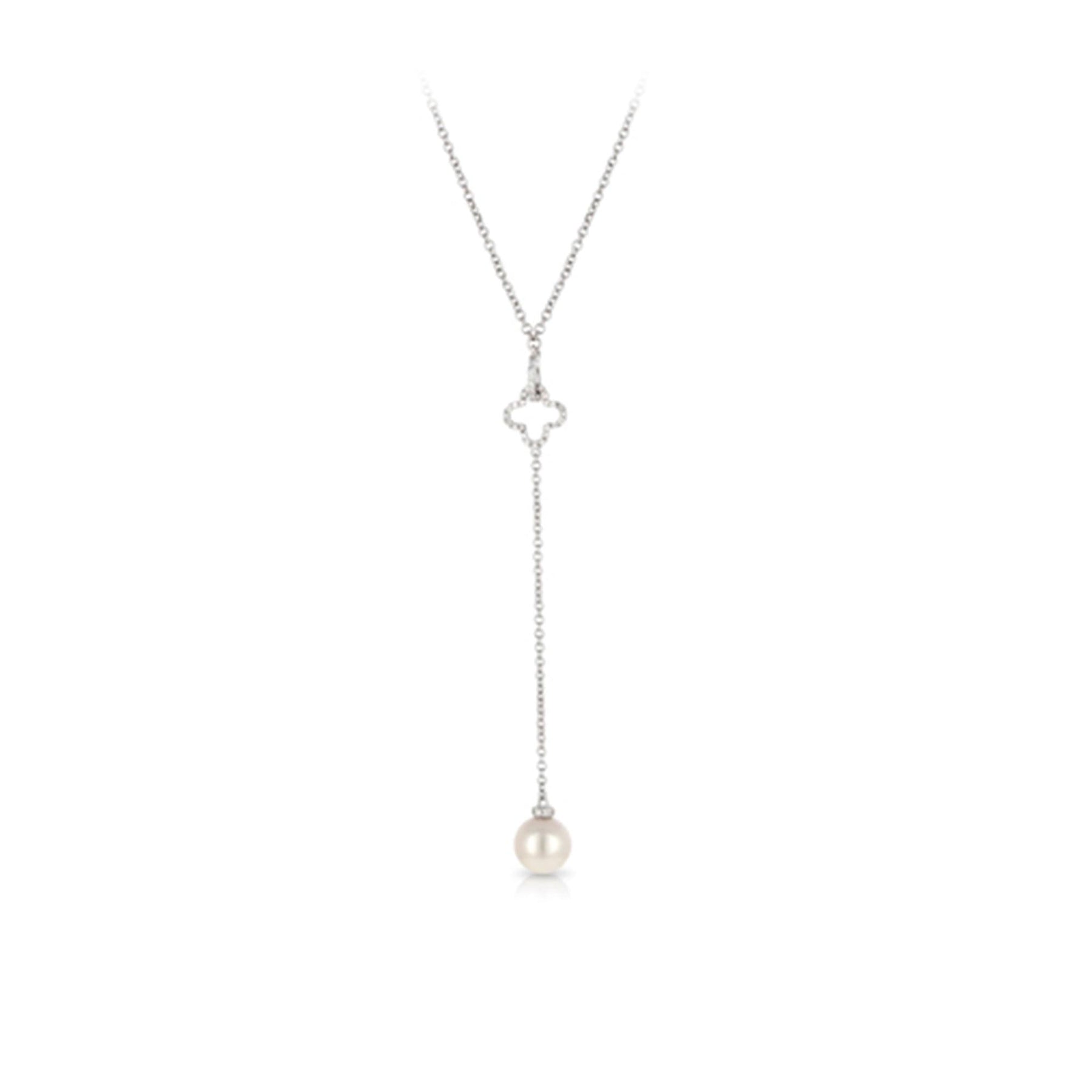 Wallace Bishop Diamond White Gold Tennis Necklace Pearl Mounted