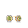 Bluebird™ Peridot & Diamond Halo Stud Earrings in 9ct Yellow Gold