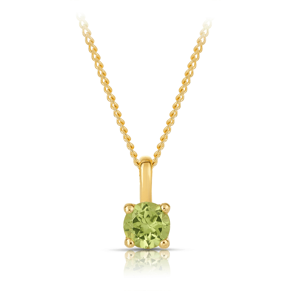 Peridot Round Pendant in 9ct Yellow Gold - Wallace Bishop