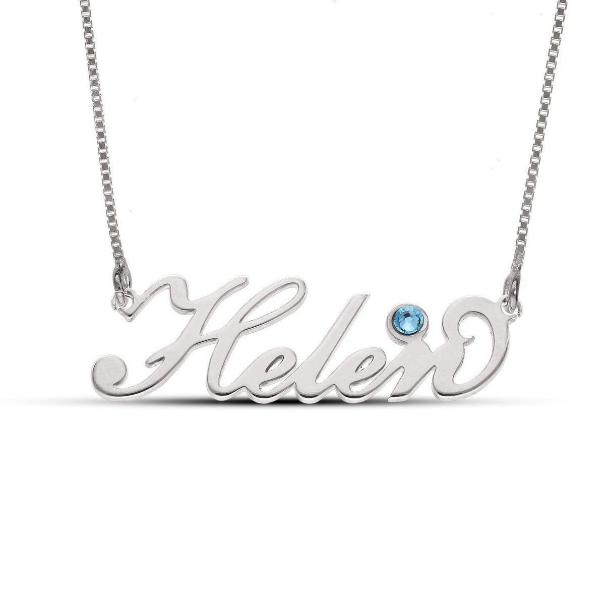 Personalised Name Necklace with Birthstone in Sterling Silver - Wallace Bishop