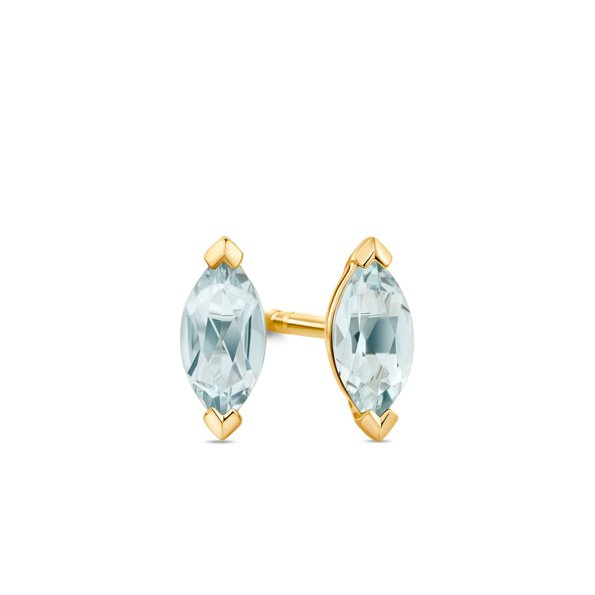 Petite Aquamarine Marquise Earrings in 9ct Yellow Gold - Wallace Bishop