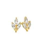 Petite Green Amethyst Cluster Leaf Earrings in 9ct Yellow Gold - Wallace Bishop