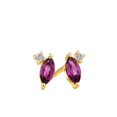 Petite Rhodilite Garnet & Diamond Earrings in 9ct Yellow Gold - Wallace Bishop