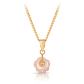 Pink Mother of Pearl Flower Cubic Zirconia Pendant in 9ct Yellow Gold - Wallace Bishop