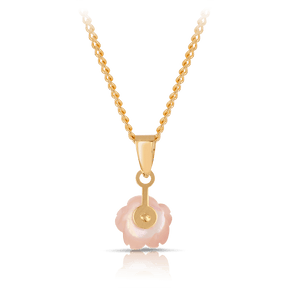 Pink Mother of Pearl Flower Cubic Zirconia Pendant in 9ct Yellow Gold - Wallace Bishop