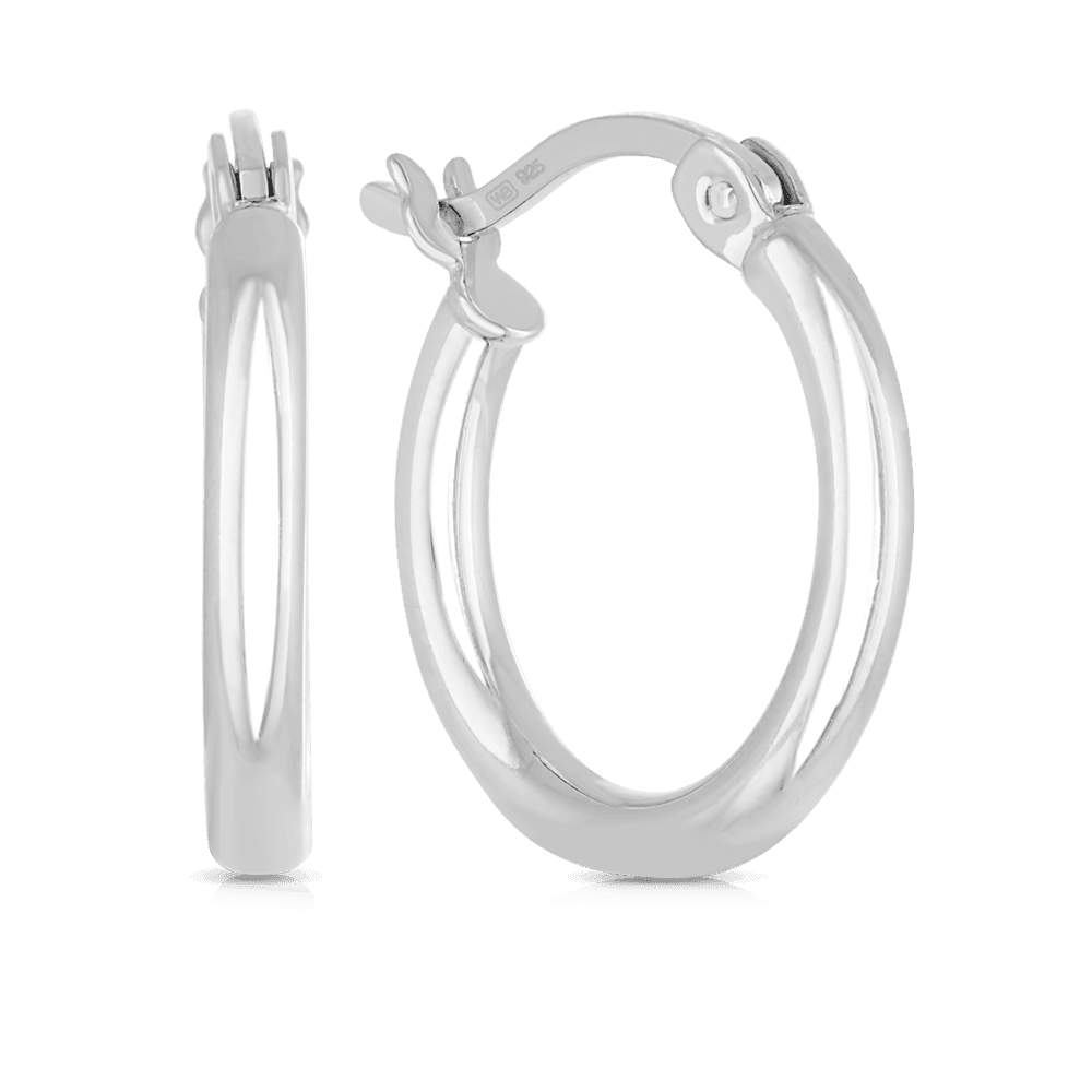 Plain 15mm Hoop Earrings in Sterling Silver - Wallace Bishop