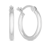 Plain 15mm Hoop Earrings in Sterling Silver - Wallace Bishop