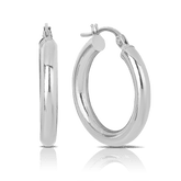 Plain Hoop Earrings in 9ct White Gold - Wallace Bishop