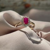 Red ruby and diamond vintage ring