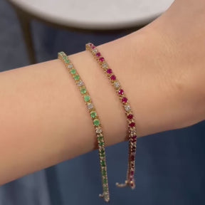 Diamond & Ruby Tennis Bracelet in 9ct Yellow Gold