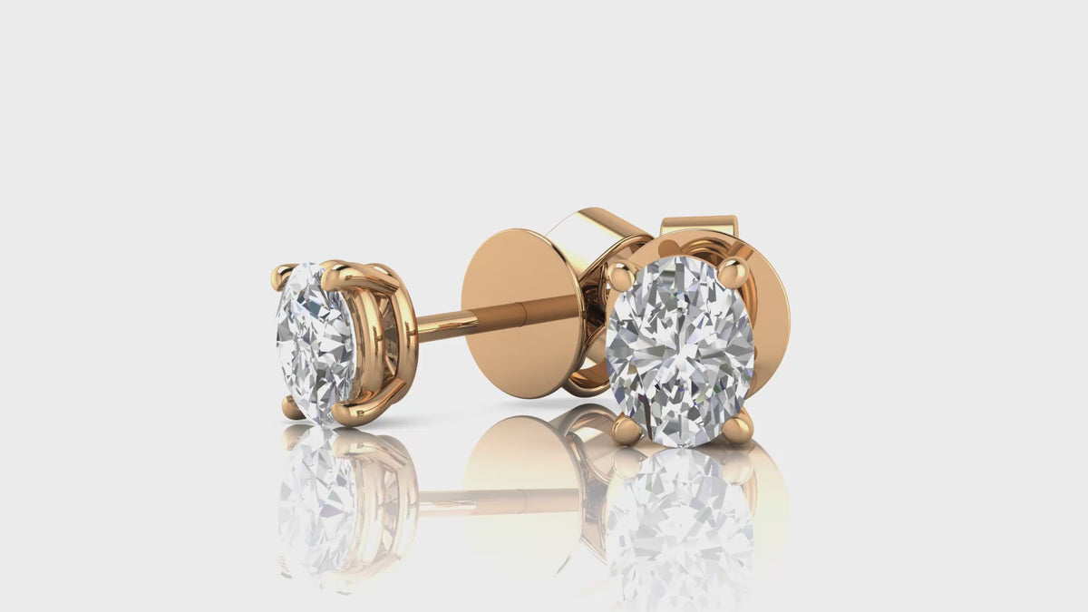 0.50ct Oval-Cut Lab Grown Diamond Stud Earrings in 9ct Rose Gold