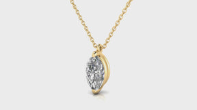 0.50ct Solitaire Marquise-Cut Lab Grown Diamond Necklace in 9ct Yellow Gold