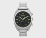  The Timex Expedition Field Chronograph TW2Y61200 features a black dial with luminant hands and hour markers. The flat mineral glass crystal sits neatly over the dial for everyday durability.