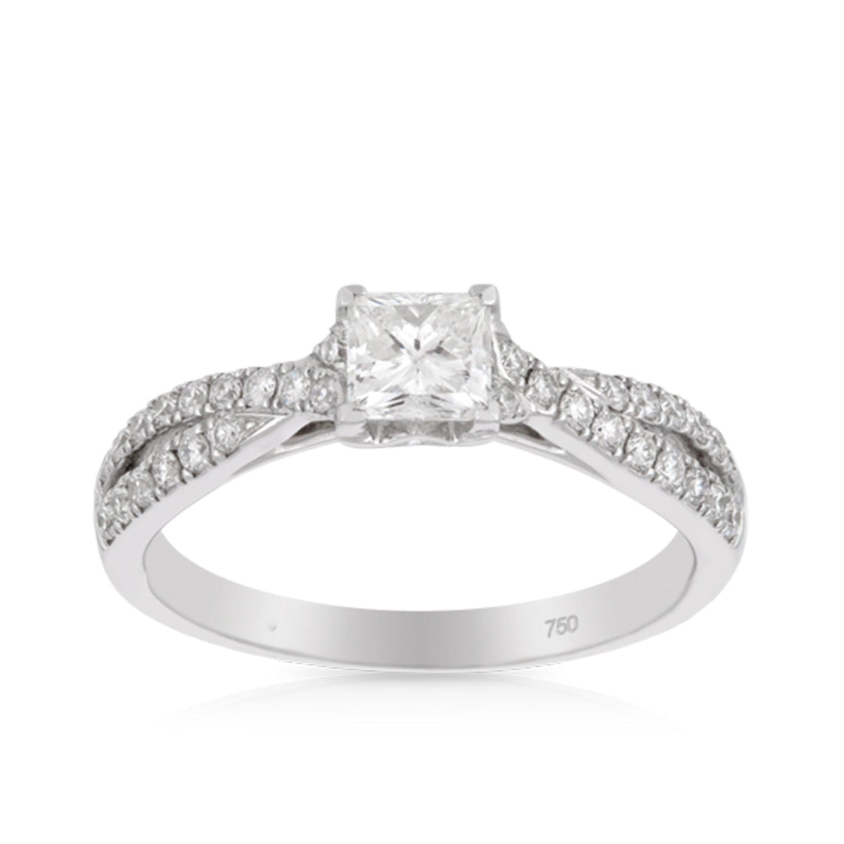 Princess Cut Diamond Engagement Ring in 18ct White Gold TDW 0.820 - Wallace Bishop