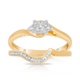 Princess Cut Diamond Halo Engagement & Wedding Bridal Set Rings in 9ct Yellow Gold - Wallace Bishop