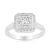 Princess Cut Halo Diamond Engagement Ring in 18ct White Gold TDW 0.700 - Wallace Bishop