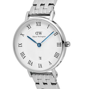 Daniel Wellington Petite Roman Numerals Date 5-link  Silver