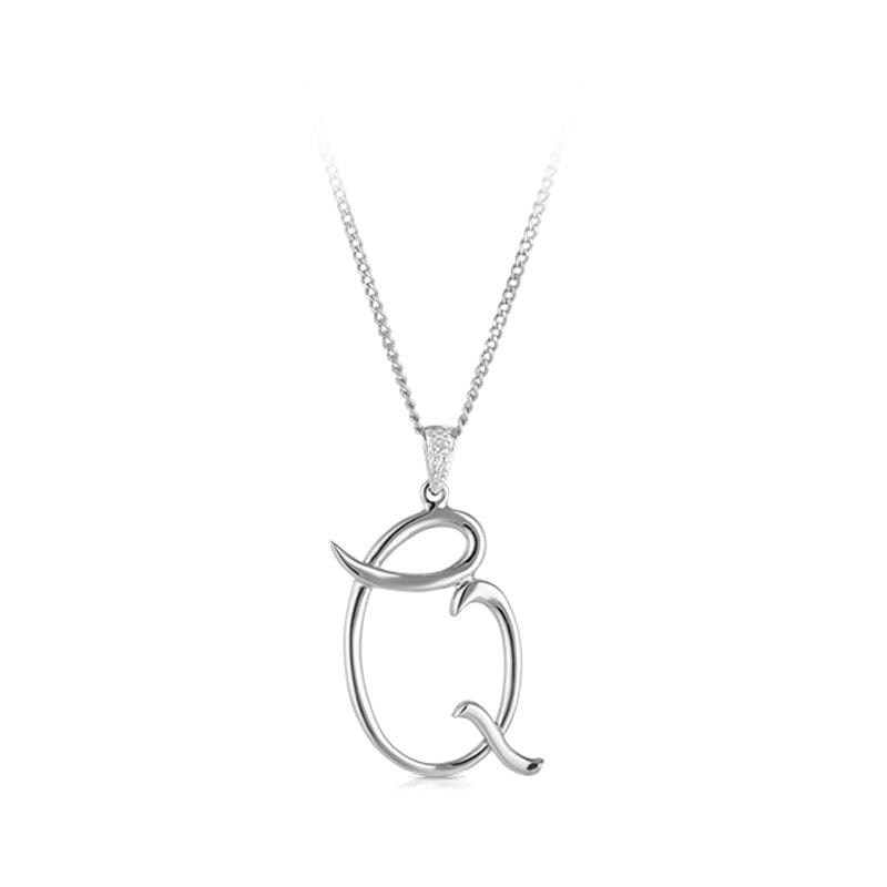 'Q' Initial Diamond Pendant in Sterling Silver - Wallace Bishop