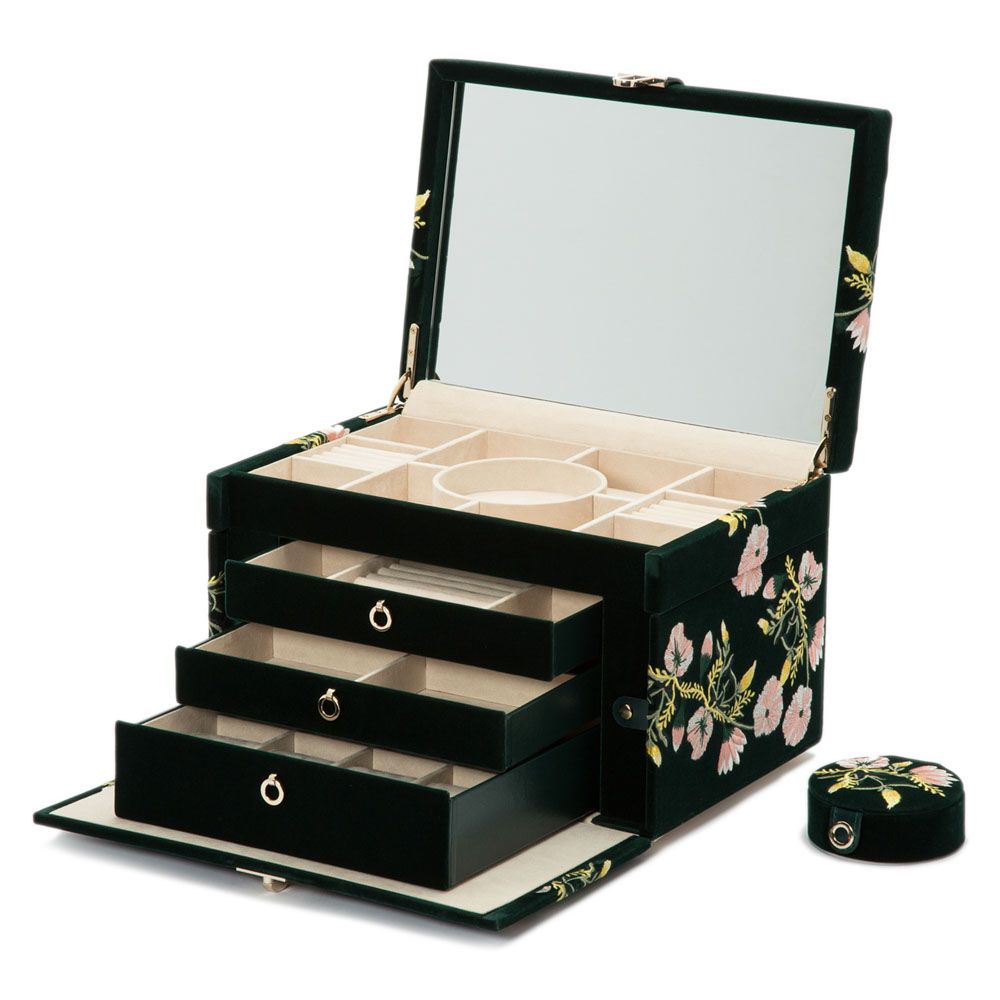 Wolf Zoe Large Jewellery Box Forest Green 393012