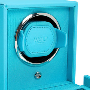 Wolf Cub Single Watch Winder with Cover Turquoise 461124