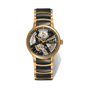 Rado Centrix Men's 38mm Ceramic & Gold Plated Skeleton Automatic Watch R30180162 - Wallace Bishop