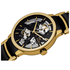 Rado Centrix Men's 38mm Ceramic & Gold Plated Skeleton Automatic Watch R30180162 - Wallace Bishop