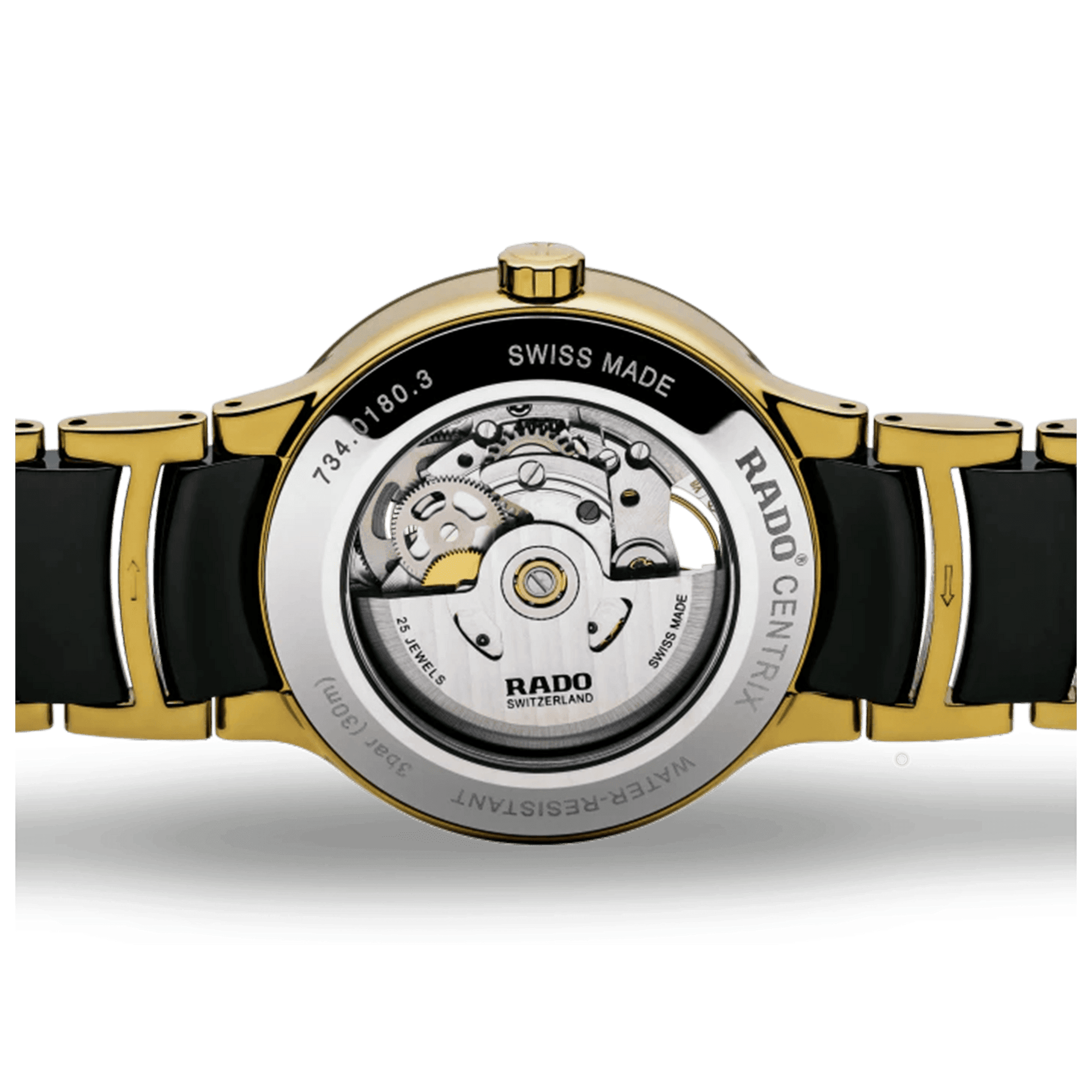 Rado Centrix Men's 38mm Ceramic & Gold Plated Skeleton Automatic Watch R30180162 - Wallace Bishop