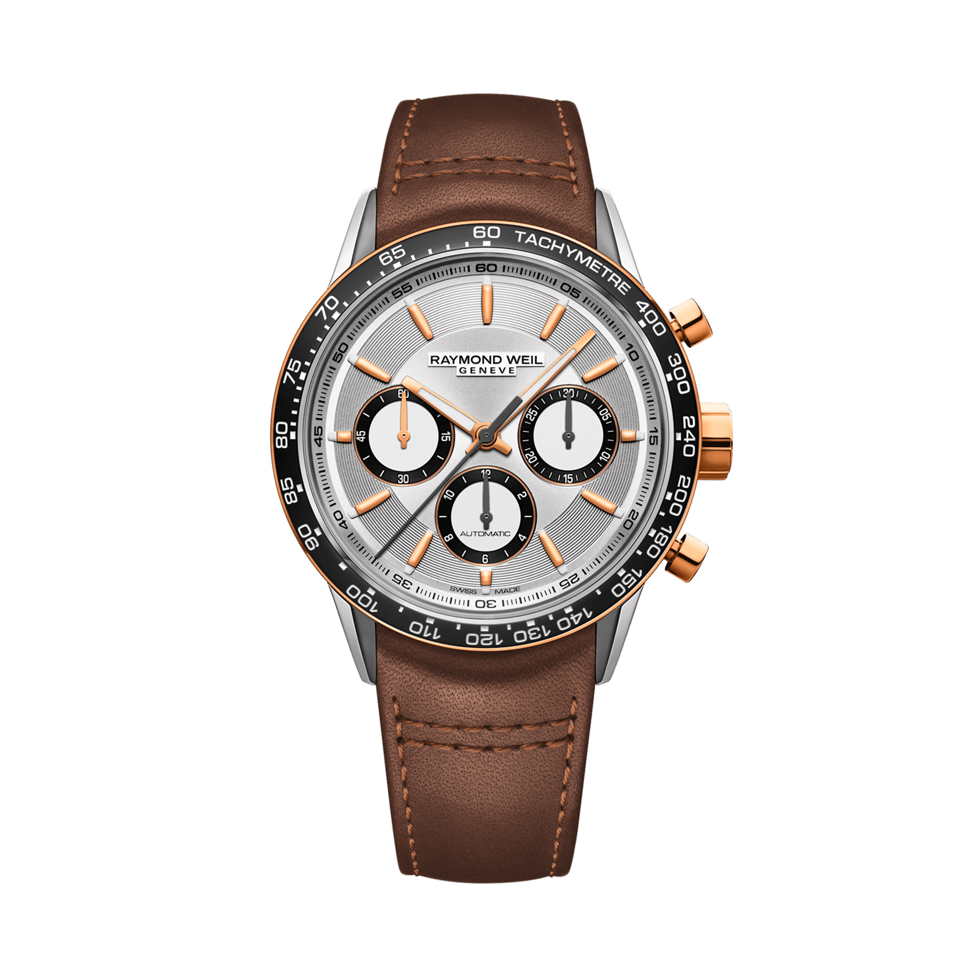 Raymond Weil Freelancer Men's 43.5mm Stainless Steel & Rose Plated Automatic Chronograph Watch 7741-S51-65021 - Wallace Bishop