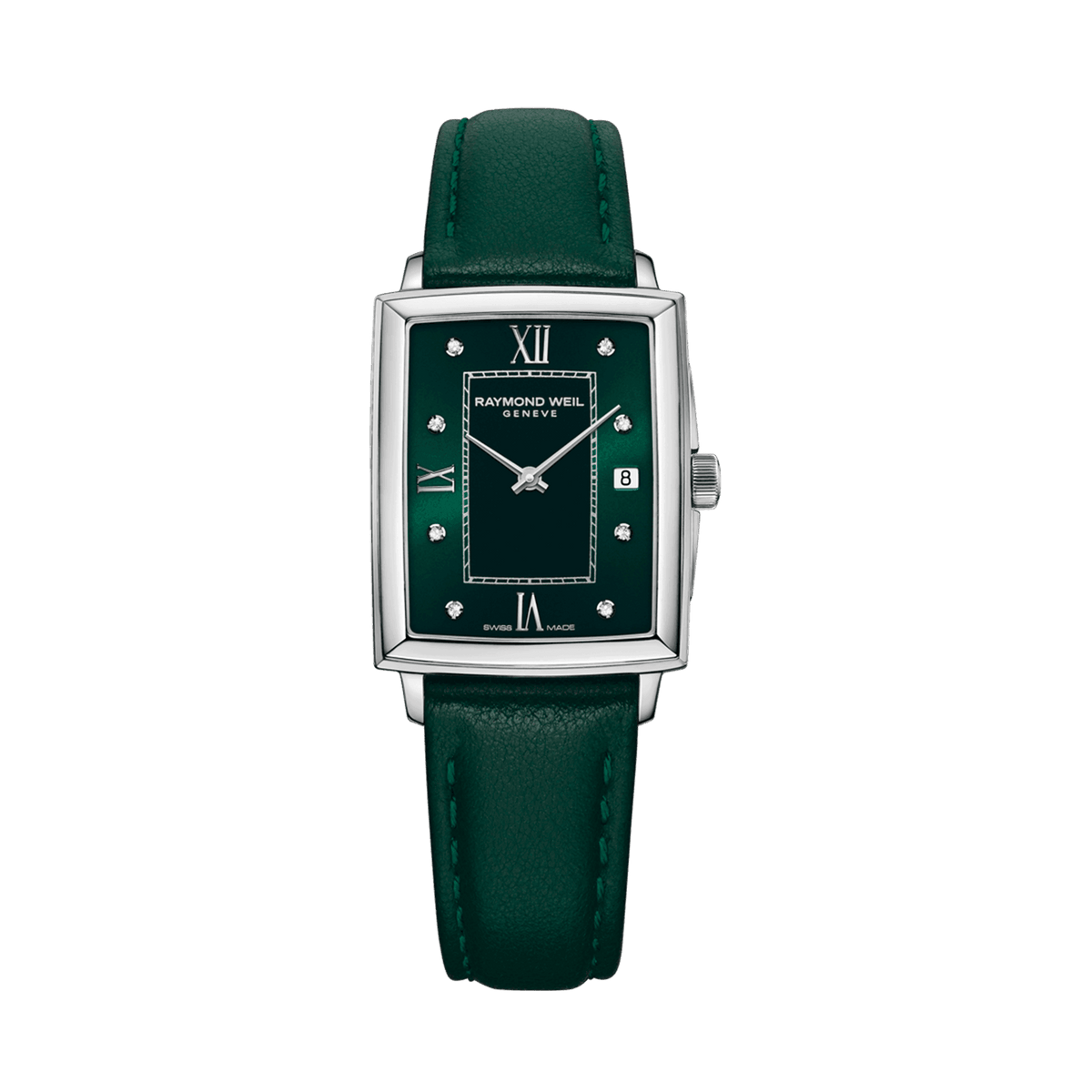 Raymond Weil Toccata Ladies Emerald Green Dial Diamond Leather Watch 22.6 x 28.1mm 5925-STC-00521 - Wallace Bishop