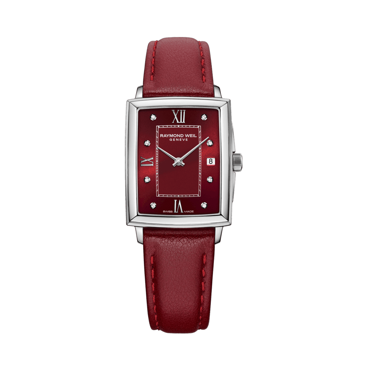 Raymond Weil Toccata Ladies Ruby Dial Diamond Leather Watch 22.6 x 28.1mm 5925-STC-00451 - Wallace Bishop
