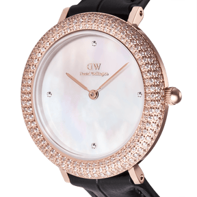 Daniel Wellington Crystalline Bezel Black Croc Rose Gold Watch