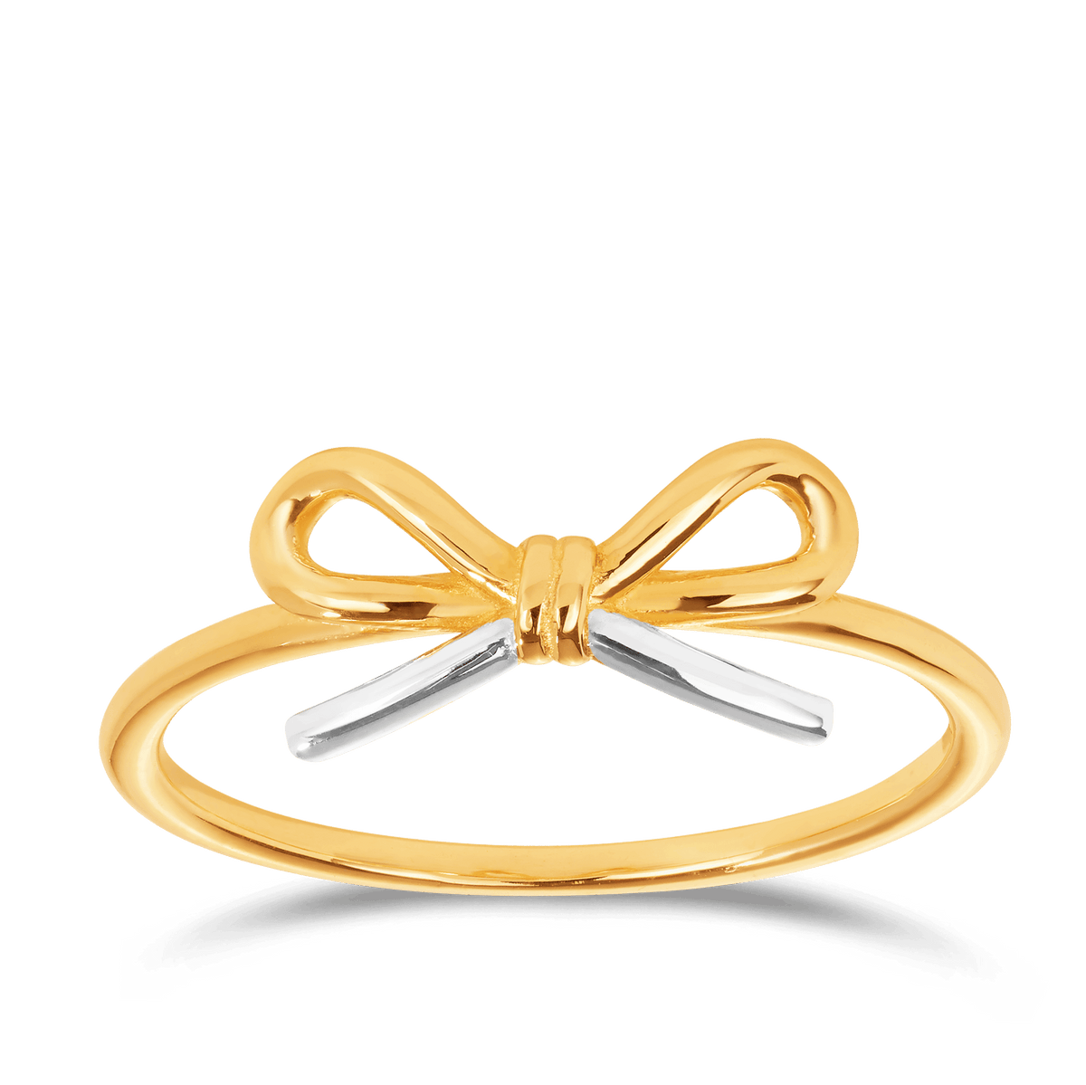 Rhodium Plated Bow Ring in 9ct Yellow Gold - Wallace Bishop