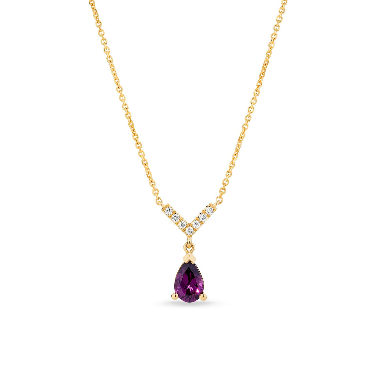 Rhodolite Garnet & Diamond Necklace in 9ct Yellow Gold - Wallace Bishop