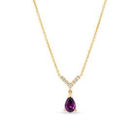 Rhodolite Garnet & Diamond Necklace in 9ct Yellow Gold - Wallace Bishop