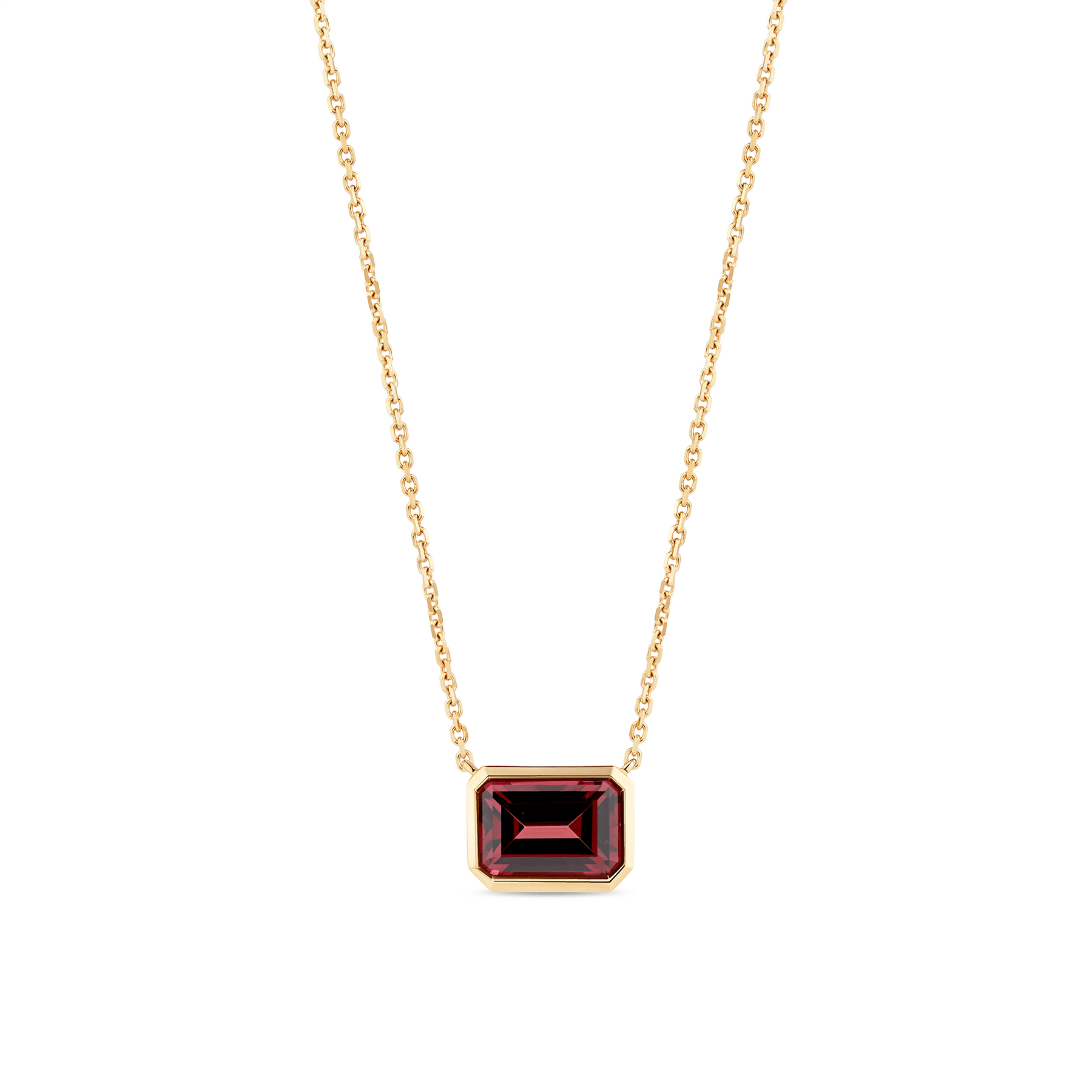 Rhodolite Garnet Emerald Cut Necklace in 9ct Yellow Gold - Wallace Bishop