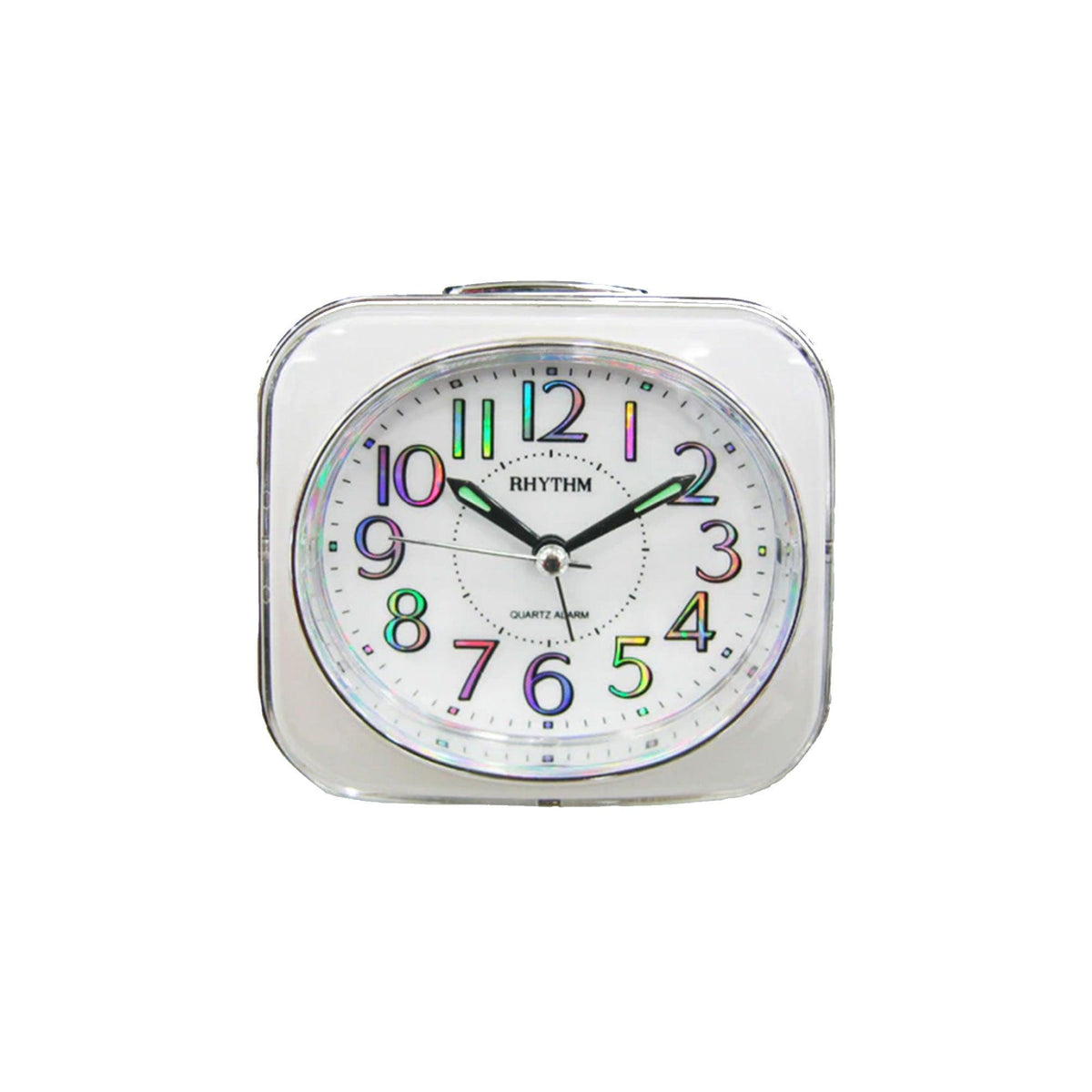 Rhythm Resin Quartz Alarm Clock Watch White Dial CRF801NR03 - Wallace Bishop