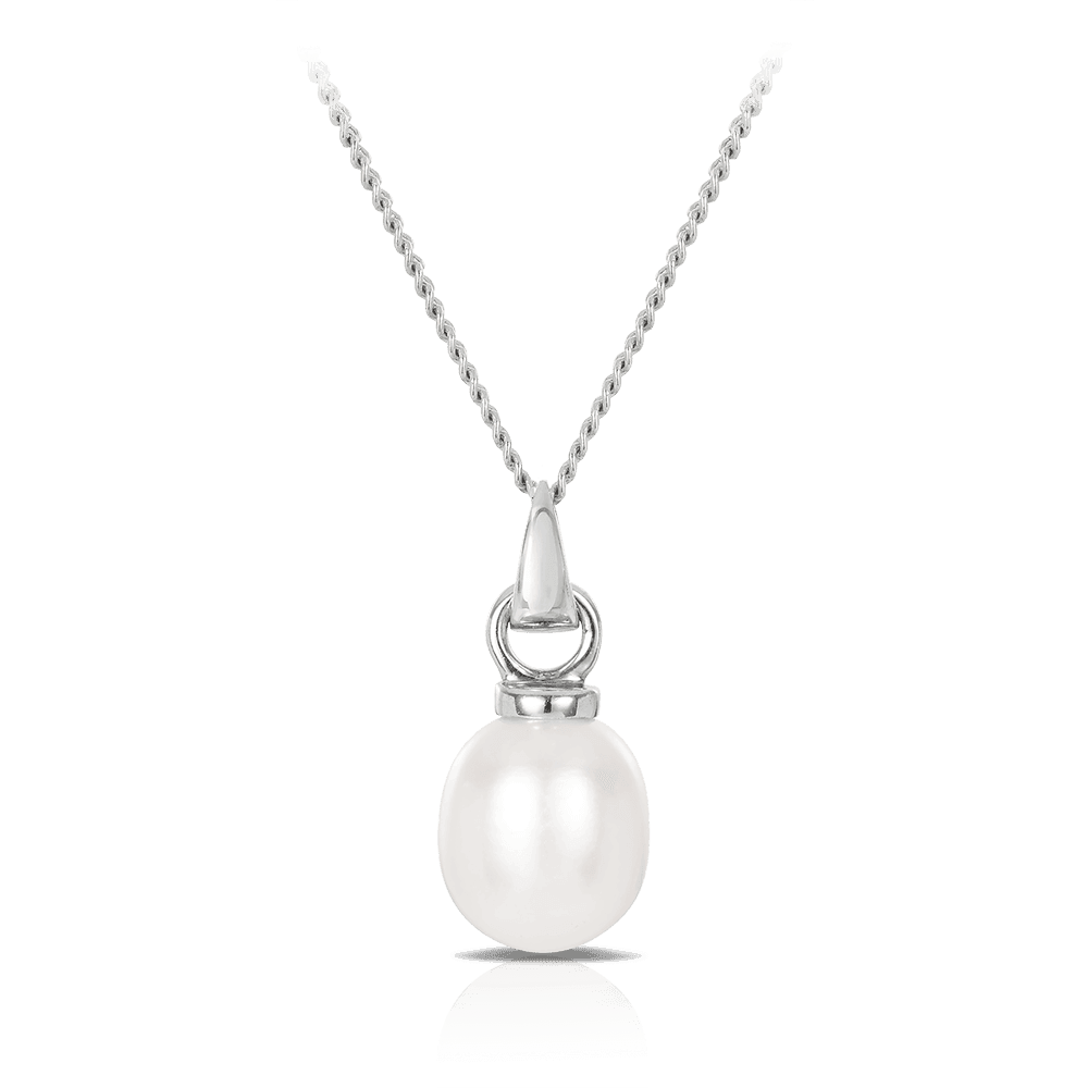 Rice Shaped Freshwater Pearl Pendant in Sterling Silver - Wallace Bishop