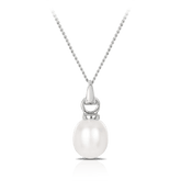 Rice Shaped Freshwater Pearl Pendant in Sterling Silver - Wallace Bishop