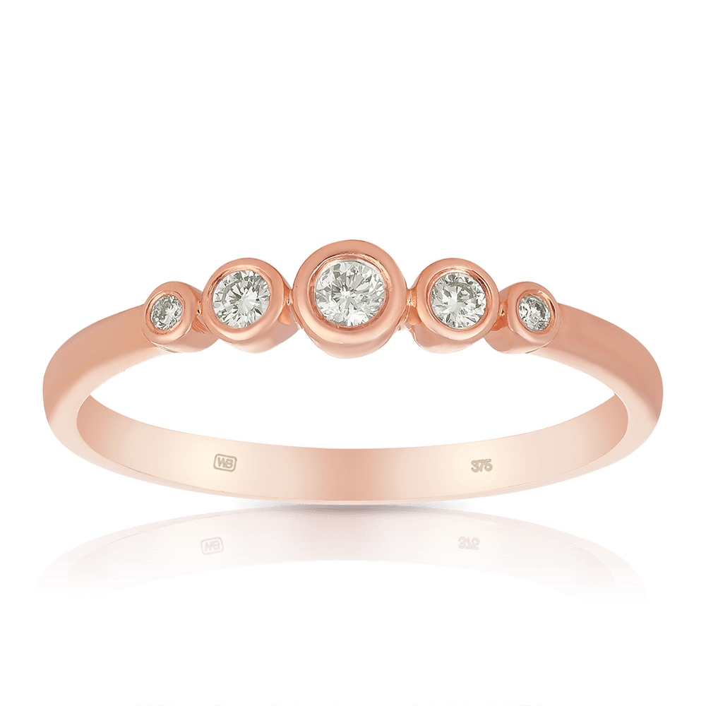 Round Brilliant Cut Bezel Set Ring in 9ct Rose Gold - Wallace Bishop