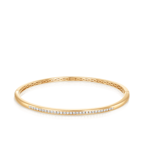 Round Brilliant Cut Channel Set Diamond Oval Bangle in 9ct Yellow Gold - Wallace Bishop