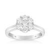 Round Brilliant Cut Diamond Cluster Engagement Ring in 9ct White Gold TDW 1.00ct - Wallace Bishop