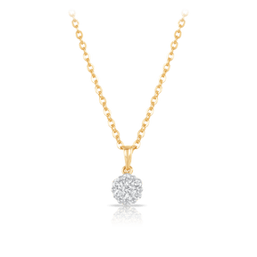 Round Brilliant Cut Diamond Cluster Pendant in 9ct Yellow Gold - Wallace Bishop