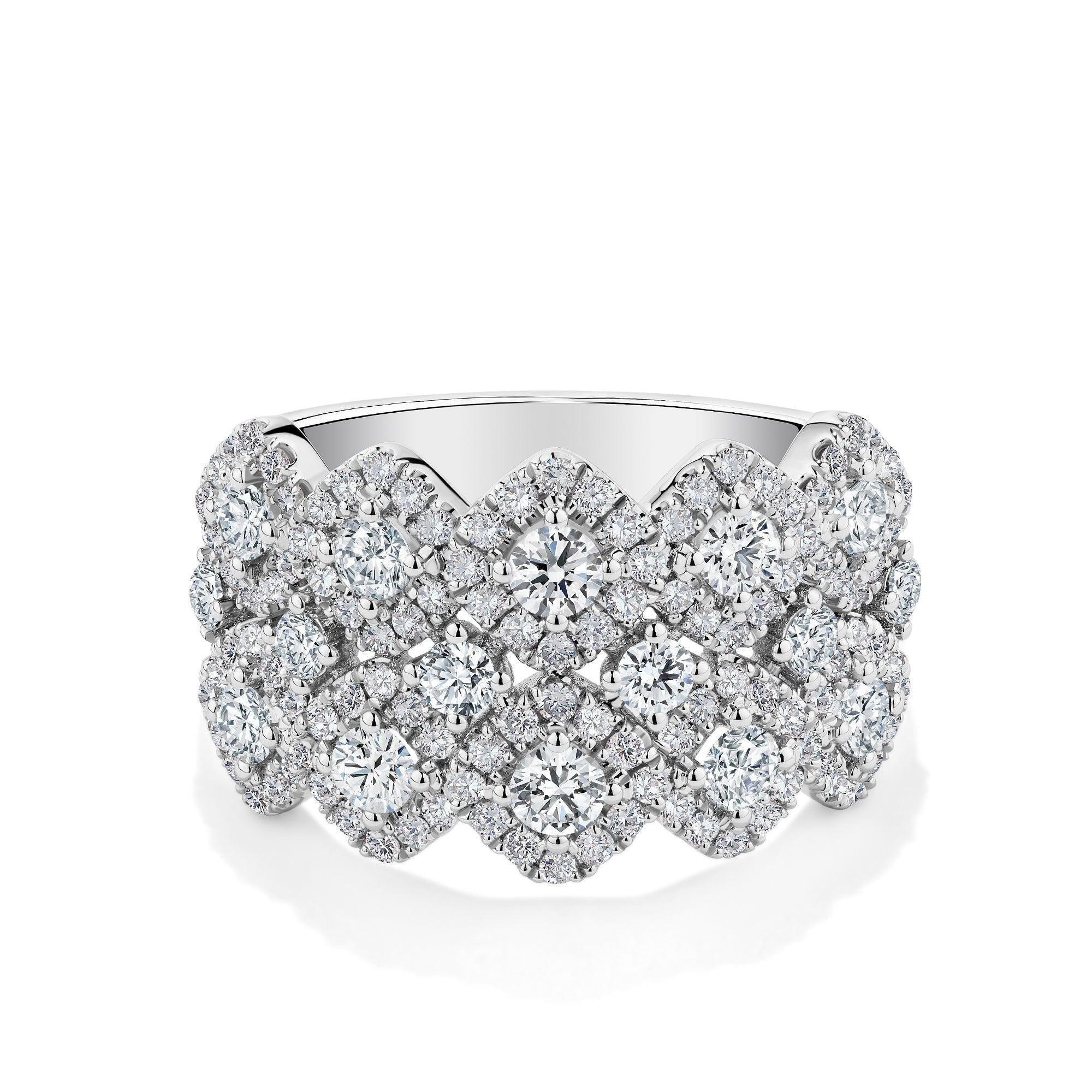 Round Brilliant Cut Diamond Clustered Ring in 18ct White Gold - Wallace Bishop