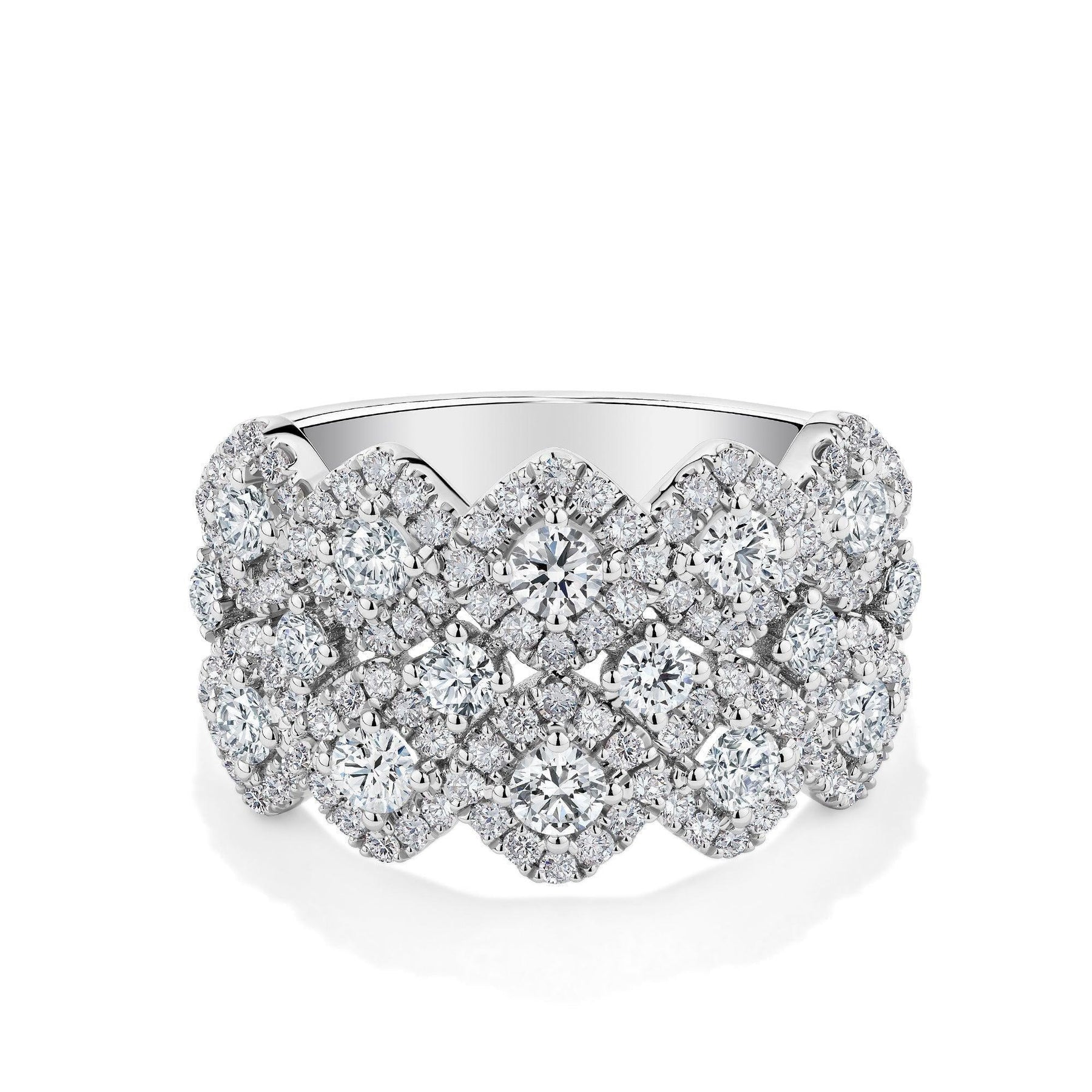 Round Brilliant Cut Diamond Clustered Ring in 18ct White Gold - Wallace Bishop