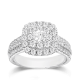 Round Brilliant Cut Diamond Double Halo Ring in 9ct White Gold - Wallace Bishop