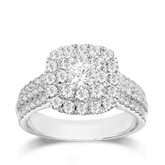 Round Brilliant Cut Diamond Double Halo Ring in 9ct White Gold - Wallace Bishop