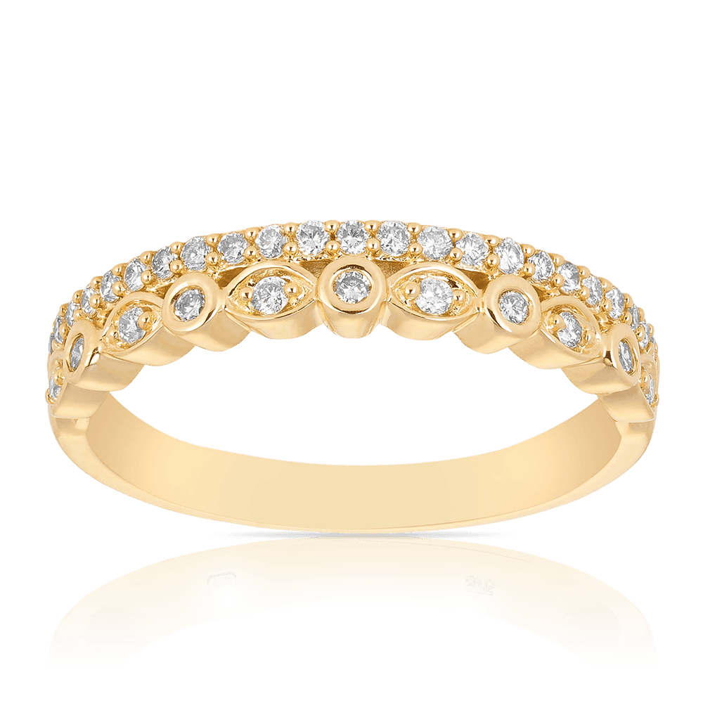Round Brilliant Cut Diamond Dress Ring in 9ct Yellow Gold. TDW 0.25ct - Wallace Bishop