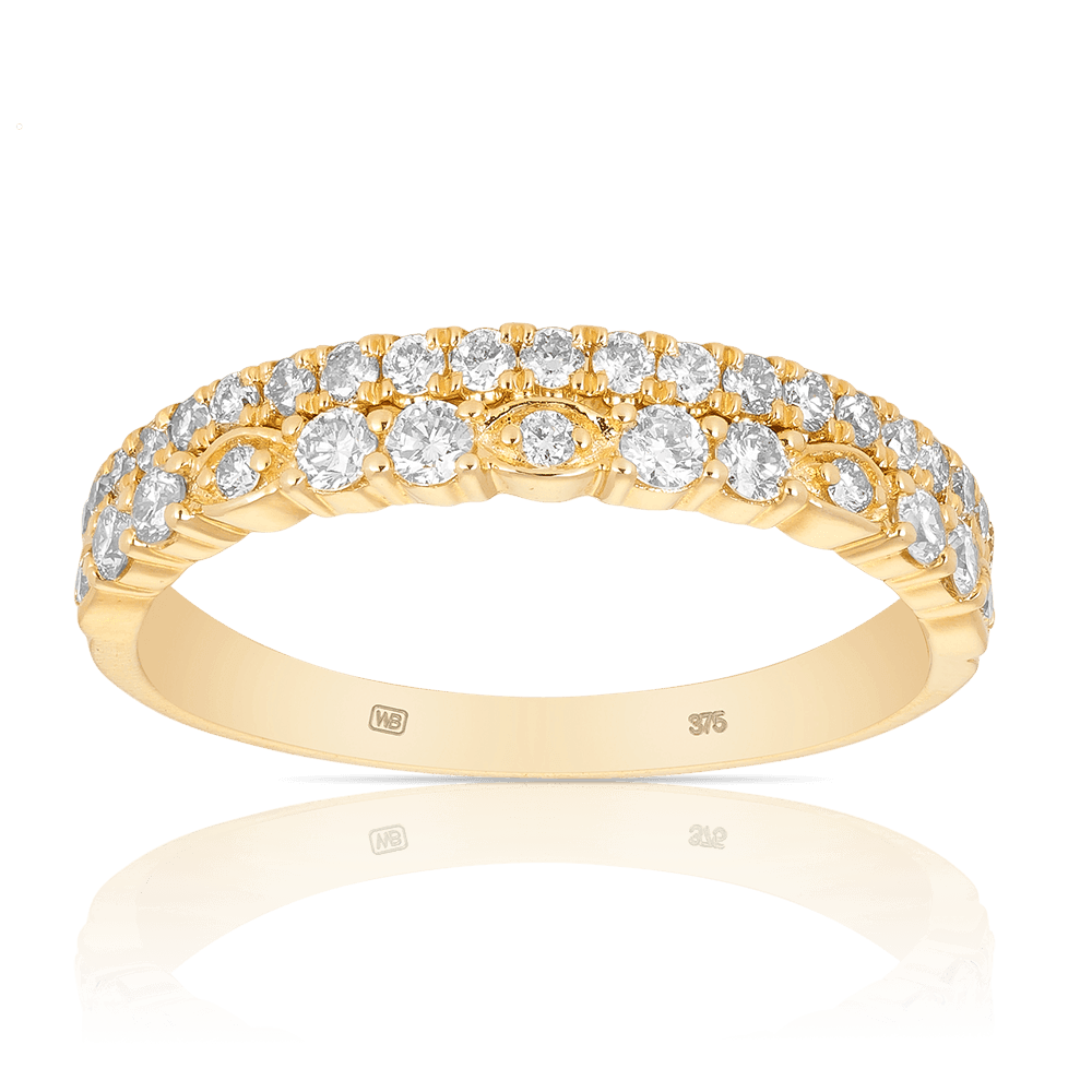 Round Brilliant Cut Diamond Dress Ring set in 9ct Yellow Gold - Wallace Bishop