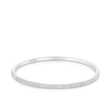 Round Brilliant Cut Diamond Oval Bangle in 9ct White Gold - Wallace Bishop