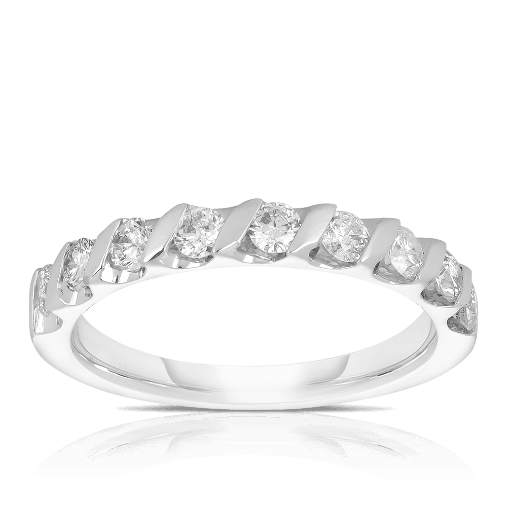 Round Brilliant Cut Diamond Wedding & Anniversary Ring in 18ct White Gold - Wallace Bishop